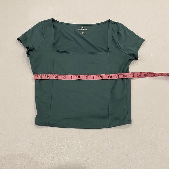 Hollister Square Neck Fitted Tee Top Green Short Sleeve Women’s Size Small - Picture 5 of 5